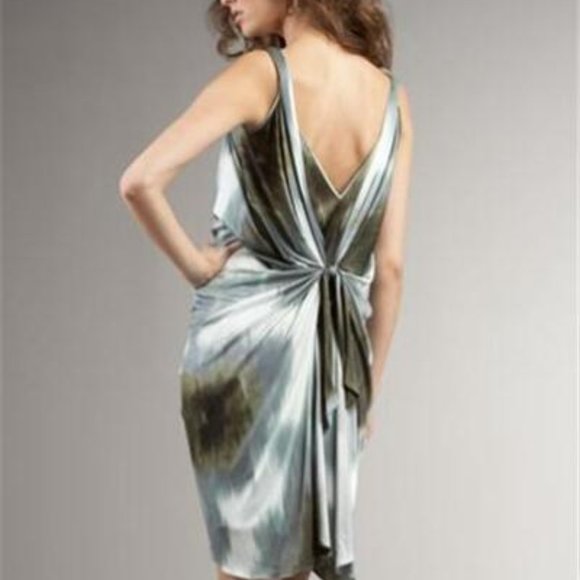 DVF Diane Von Furstenberg MILTON Draped Blurred Print Dress Grey - Picture 3 of 12